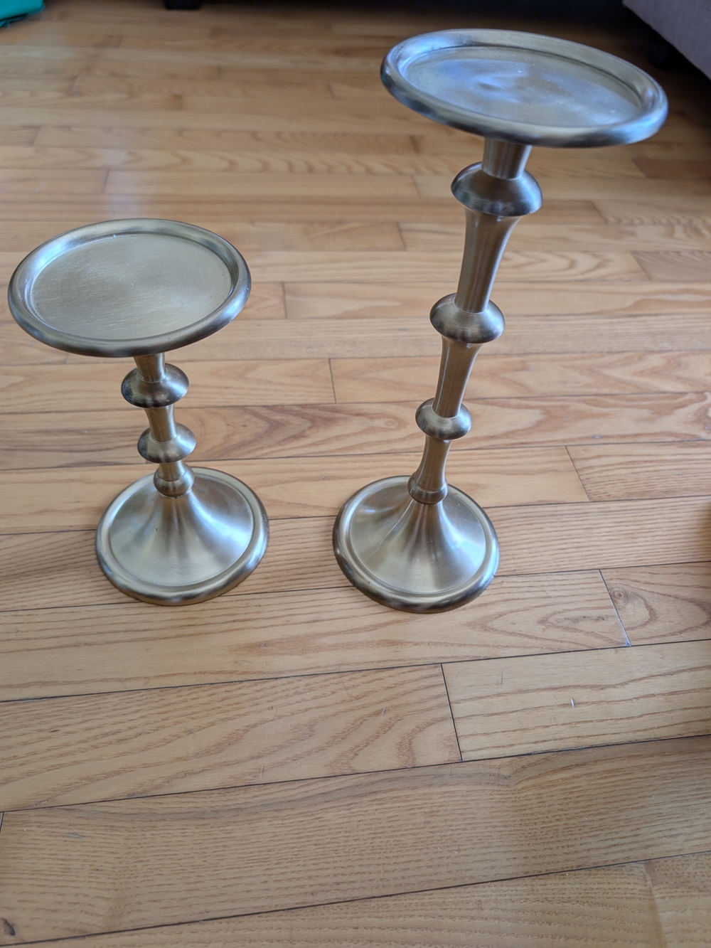 Brass Finish Decorative Pedestal Candle Holders - Set of 2